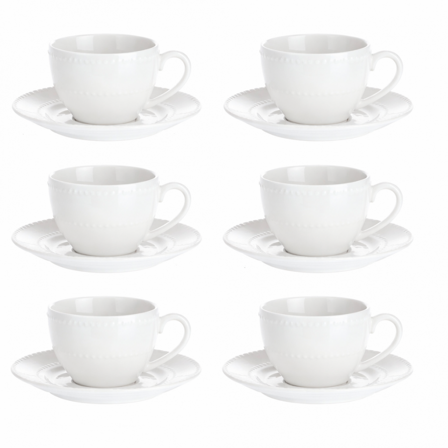 Kaffeetassen Set 6 Stück mit Untertasse Collina