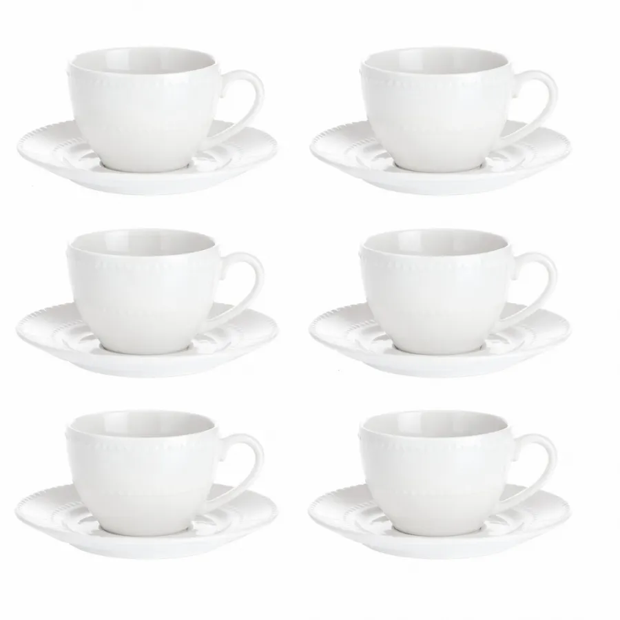 Kaffeetassen Set 6 Stück mit Untertasse Collina
