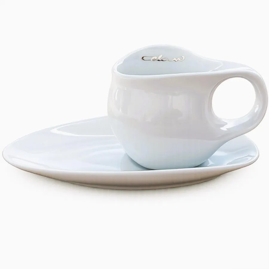 Luigi Colani Porzellan Espresso Tasse mit Untertasse 2 tlg weiß