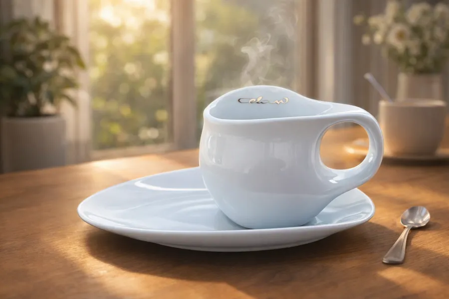 Luigi Colani Porzellan Espresso Tasse mit Untertasse 2 tlg weiß