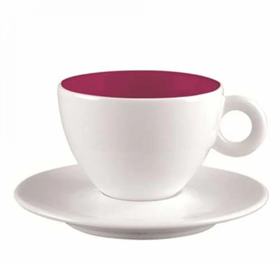 Espresso-Tasse und Untersetzer weiss/ himbeere