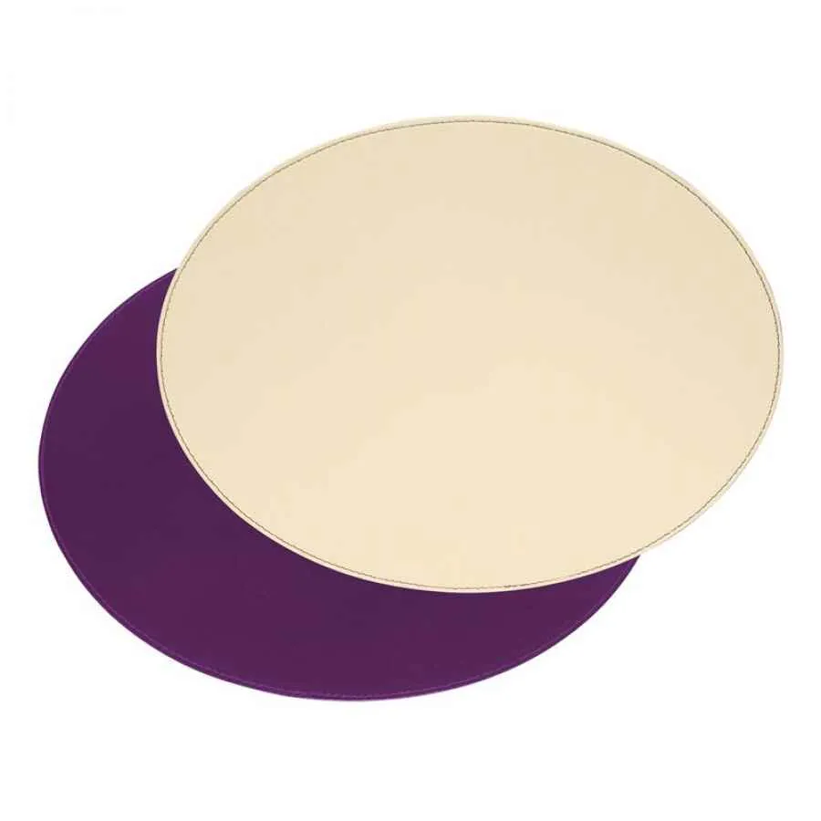 Platzset oval 45 x 34 cm pflaume / elfenbein