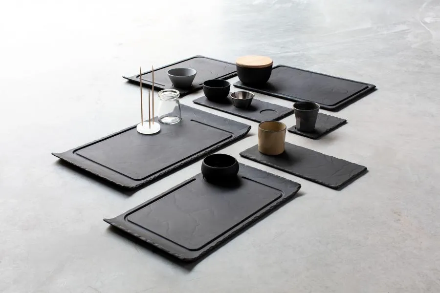 SERVIERPLATTE 30 x 20 cm RECHTECKIG Matt schiefer