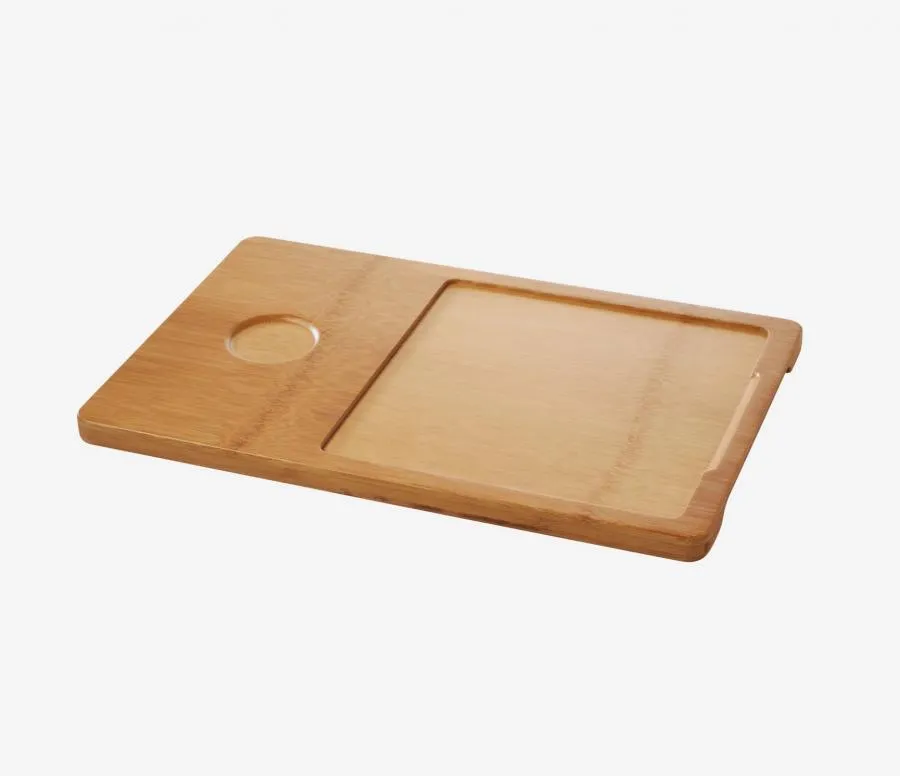 BAMBUS HOLZTABLETT 37 x 24 cm, 2 - fach unterteilt für Steakteller 20 x 20 cm 