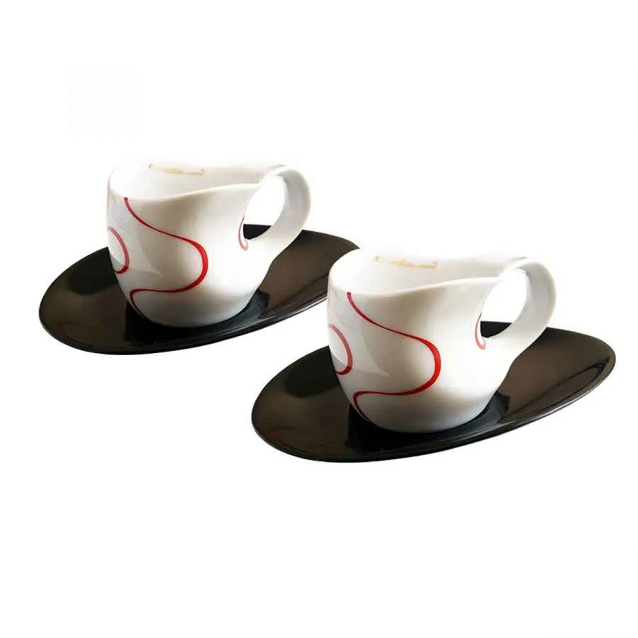Luigi Colani Porzellan Espressissimo - Tassen mit Untertassen 4 tlg. loop red
