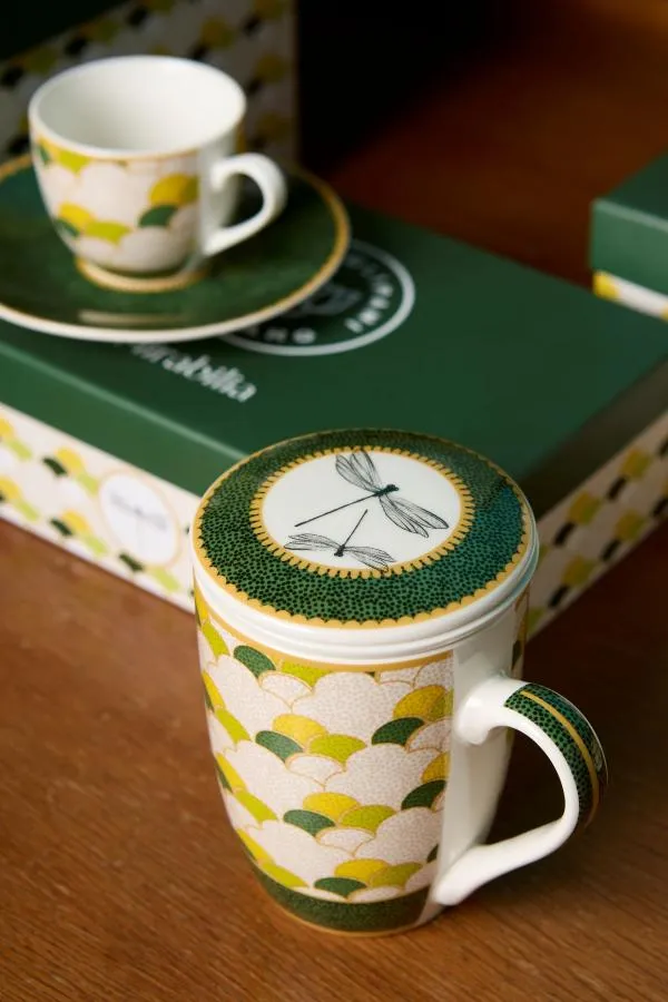 Teebecher mit Deckel & Filter MIRABILIA 300 ml "Libellula"