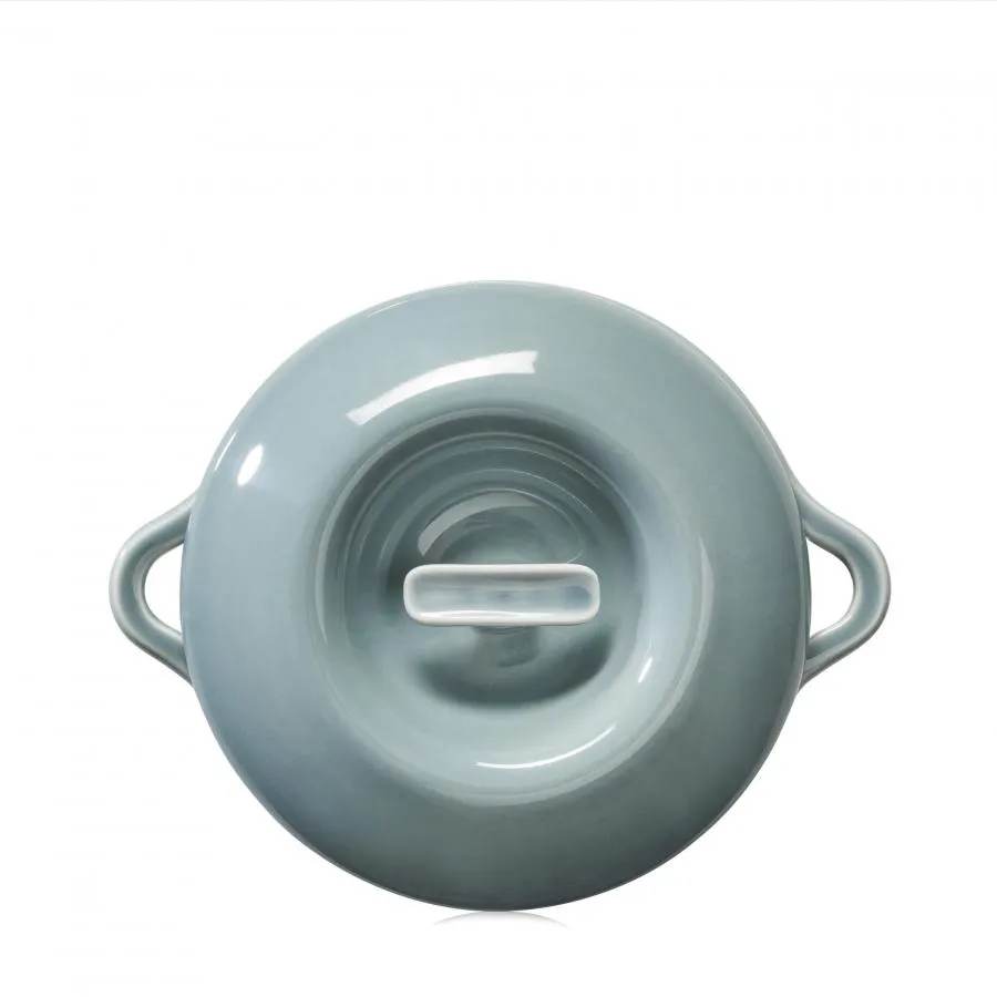 RUNDE OFENKASSEROLLE 19 CM MIT PORZELLANDECKEL Wolkengrau