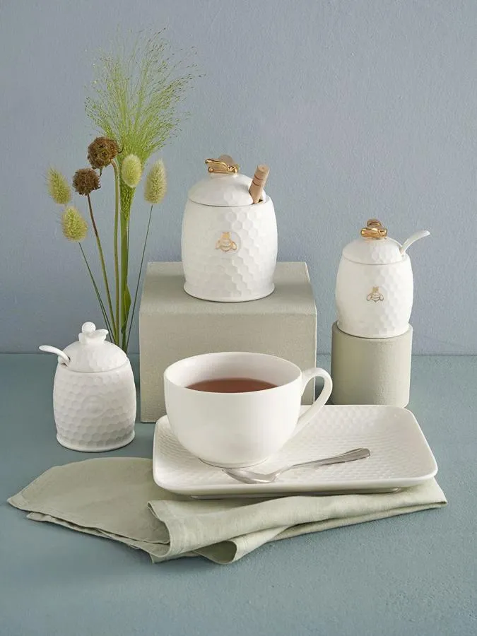 Zuckerdose mit Löffel La Porcellana Bianca Novo 10 x 6,5 cm