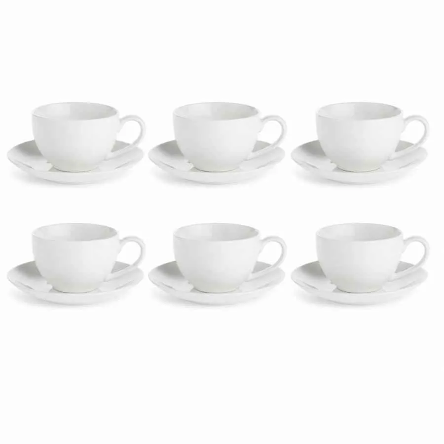 Espressotasse mit Untertasse 100 ml Weiß Set 6 Stück