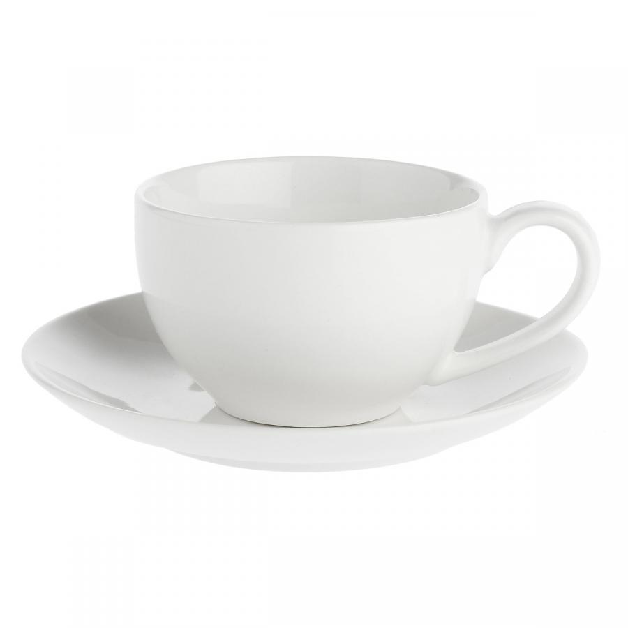 Frühstückstasse mit Untertasse 350 ml Weiß
