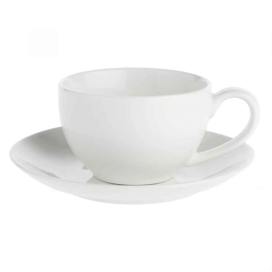 Tasse mit Untertasse 350 ml Weiß Set. 2 Stück