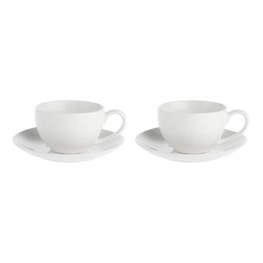 Tasse mit Untertasse 350 ml Weiß Set. 2 Stück