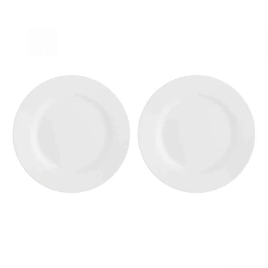 Teller mit Fahne 20 cm Weiß / Set 2 Stück
