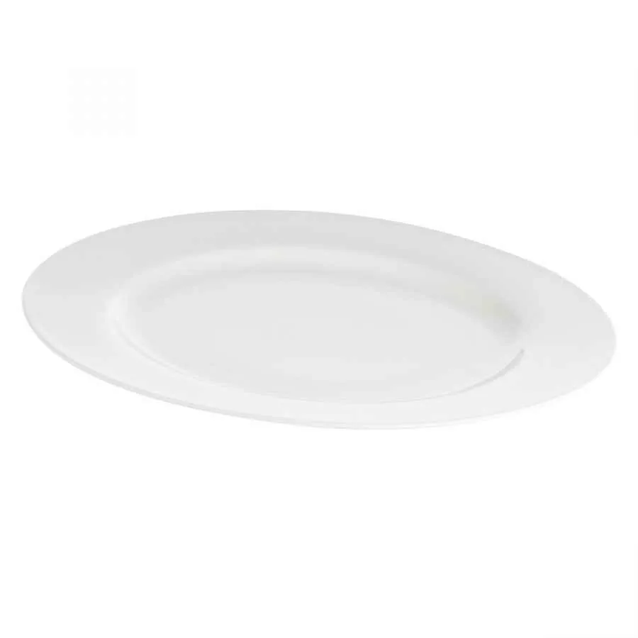 Servierplatte rund mit Fahne 30 cm Weiß