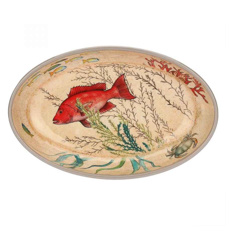 Frühstücksteller / Dessertteller oval 24 x 15 cm Sea Life Set mit 2 Stück