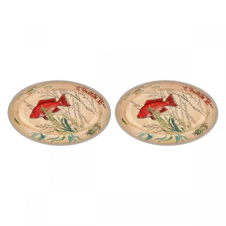 Frühstücksteller / Dessertteller 24 x 15 cm Sea Life Set mit 2 Stück