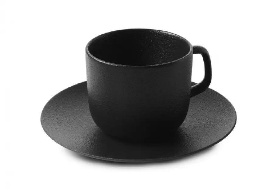 EQUINOXE TEETASSE MIT UNTERTASSE 200 ml in gusseisener optik EQUINOXE TEETASSE MIT UNTERTASSE 200 ml in gusseisener optik