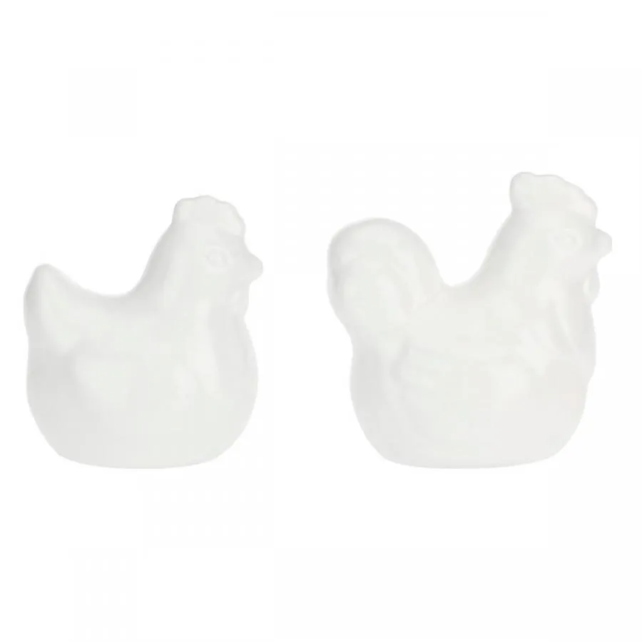 Salz- und Pfefferstreuer-Set "Gallo Gallina" Fattoria La Porcellana Bianca Novo 5 x 8 cm