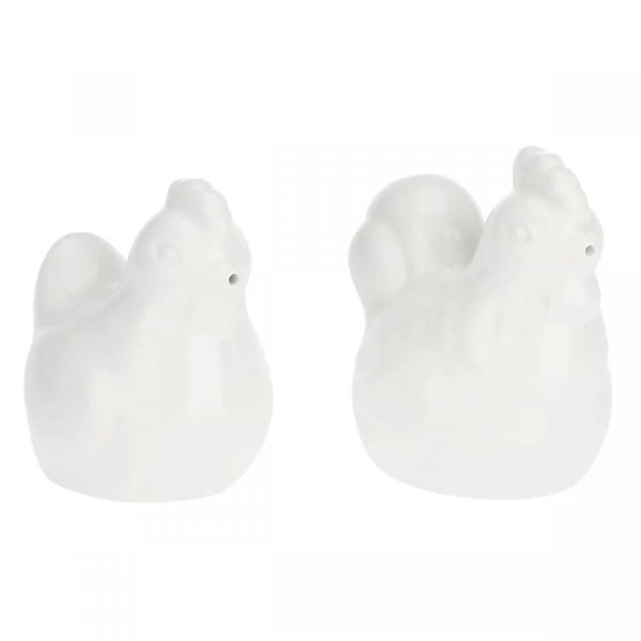 Salz- und Pfefferstreuer-Set "Gallo Gallina" Fattoria La Porcellana Bianca Novo 5 x 8 cm