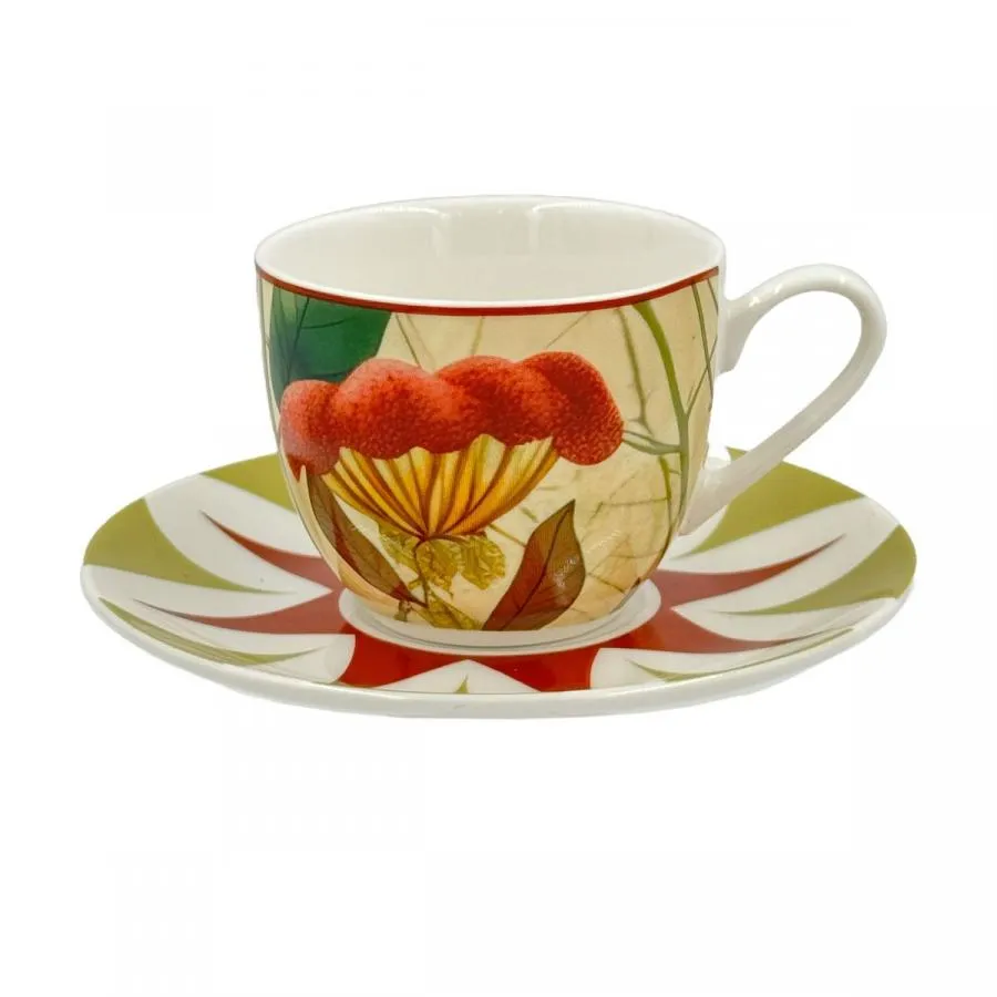 Espressotassen mit Untertassen 6er Set MIRABILIA 90 ml rot