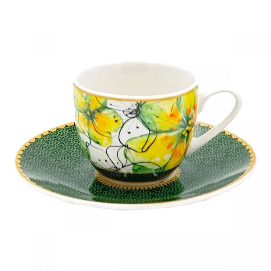 Espressotassen mit Untertassen 6er Set MIRABILIA 90 ml "Libellula"