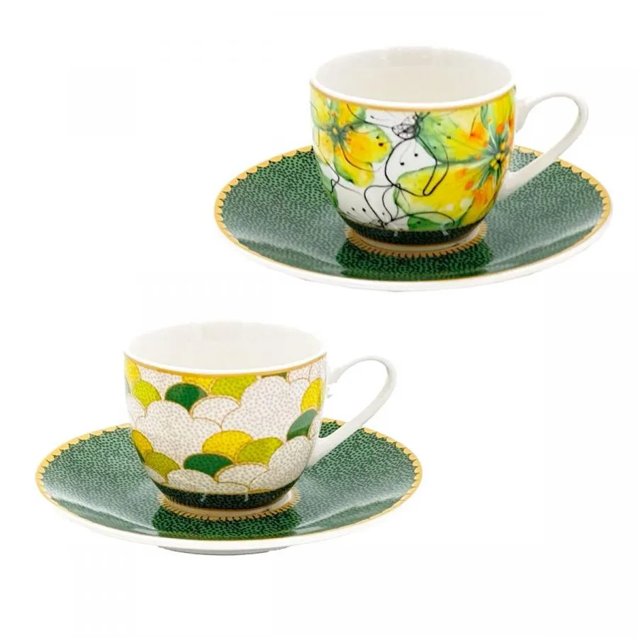 Espressotassen mit Untertassen 2er Set MIRABILIA 90 ml "Libellula"