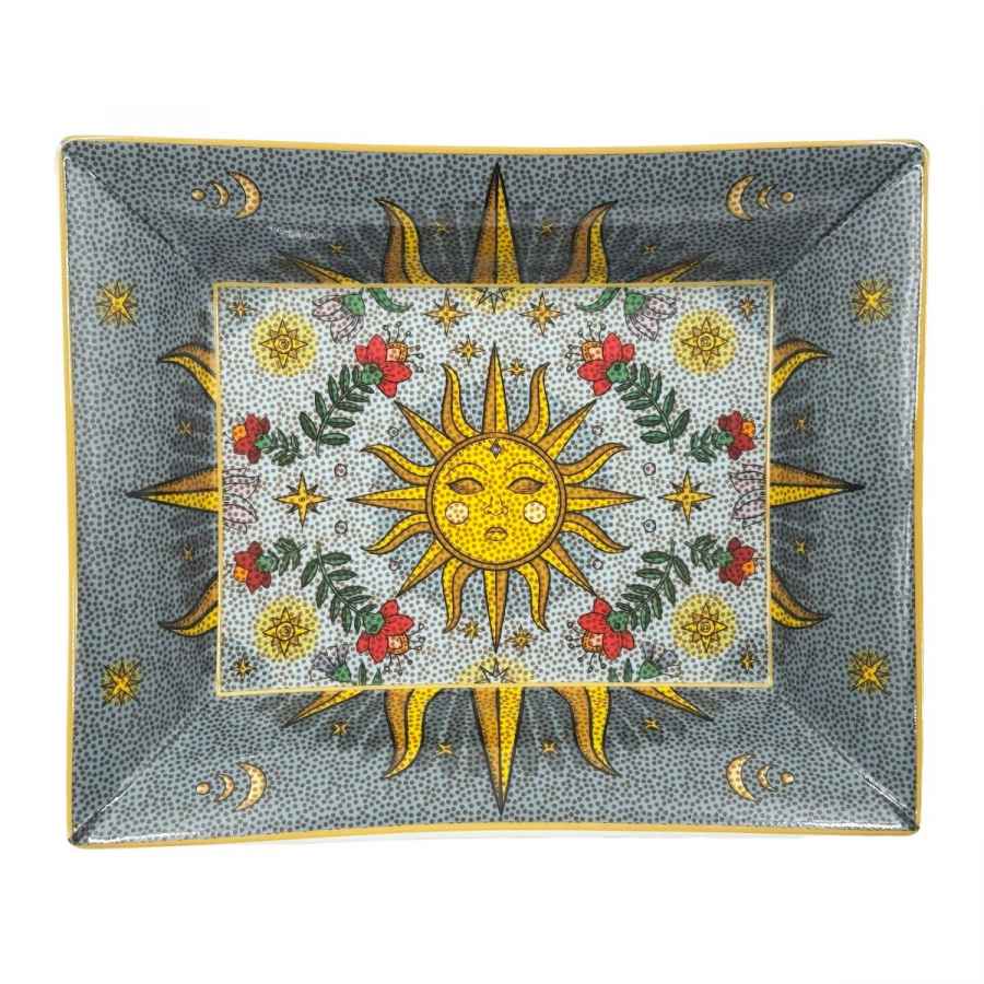 Schale/ Porzellanplatte rechteckig MIRABILIA 16 x 20 cm „Sole & Luna“