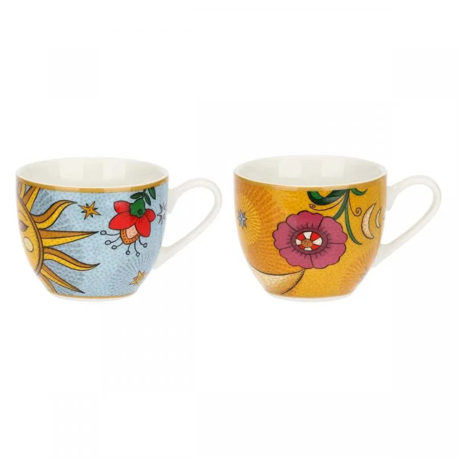 Espressotassen mit Untertassen 6er Set MIRABILIA 90 ml „Sole & Luna“