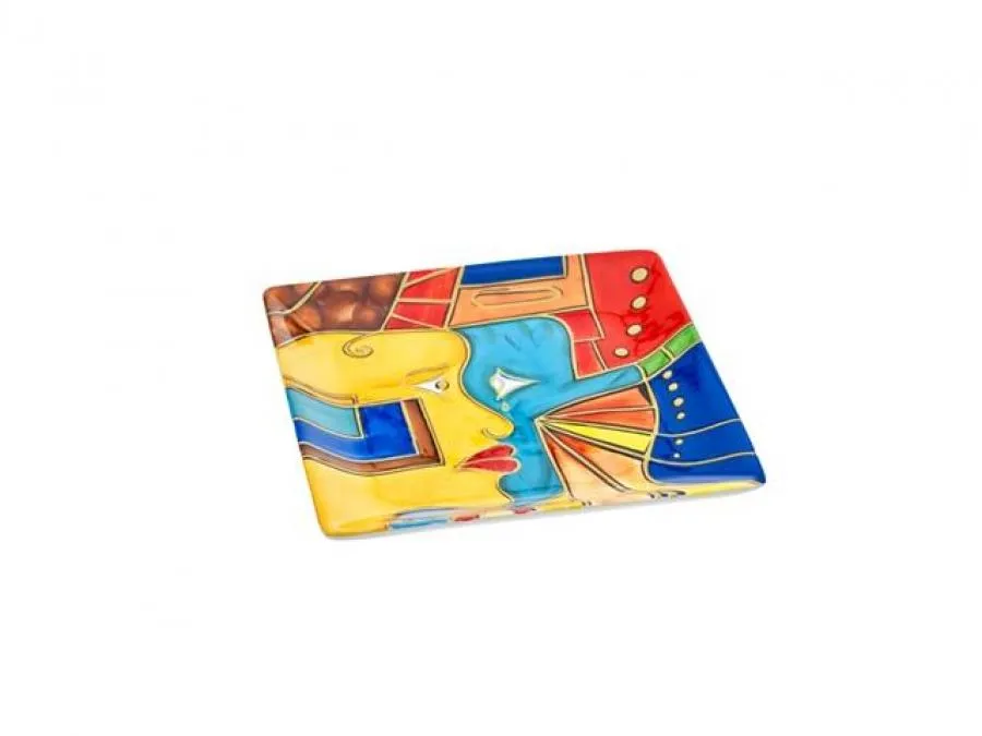 Schale eckig 21cm handbemalt “FACE to FACE” Schale eckig 21cm handbemalt “FACE to FACE”