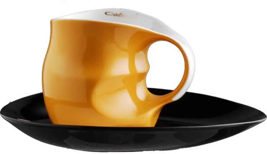 Luigi Colani Porzellan Kaffee - Cappuccino Tasse mit Untertasse color orange 2 tlg. Luigi Colani Porzellan Kaffee - Cappuccino Tasse mit Untertasse color orange 2 tlg.