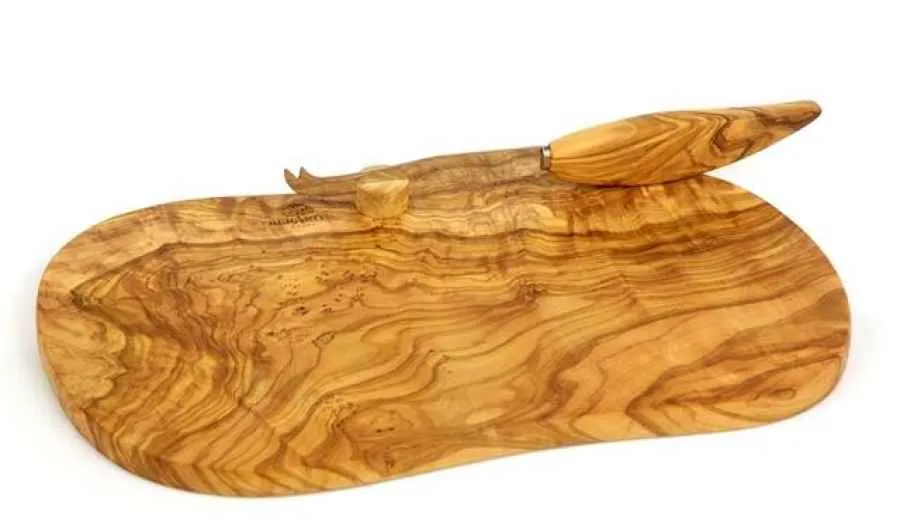Käsebrett mit Messer 32,5x17,5 cm Olivenholz