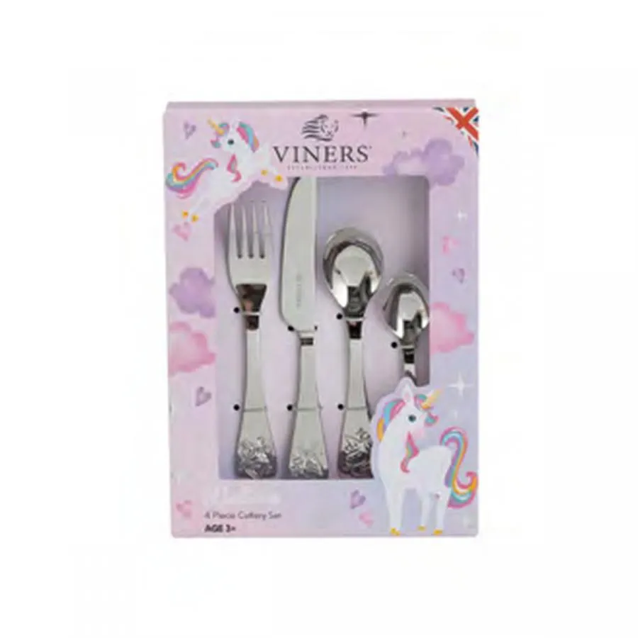 Viners Kinderbesteck 4er-Set Einhorn Edelstahl
