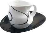 Luigi Colani Porzellan Kaffee - Cappuccino Tasse loop black