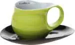 Luigi Colani Porzellan Espresso Tasse mit Untertasse grün / schwarz