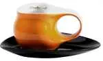 Luigi Colani Porzellan Espresso Tasse mit Untertasse orange / schwarz